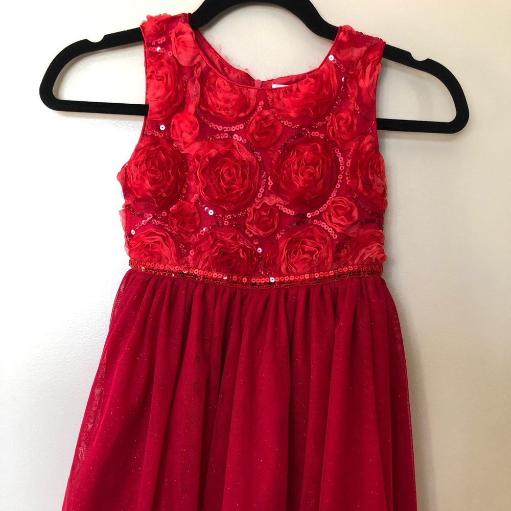 Special Occasion dress-red rose bodice w/sequins